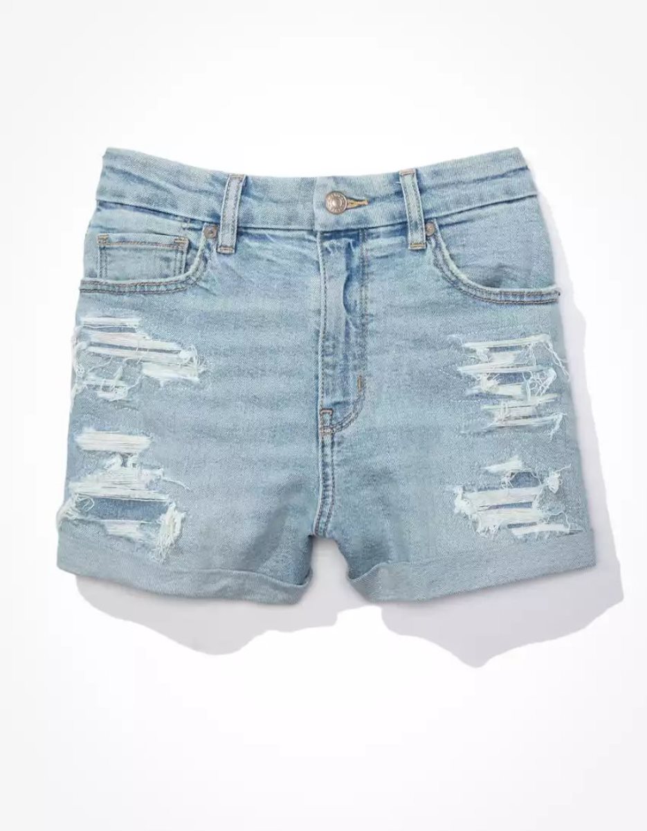 Shorts American Eagle AE Stretch Curvy Denim Mom Lavage Clair Femme | LDS-54703946